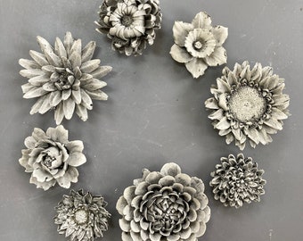 One Concrete Cement Flower Wall Hanging - Second Planting - Dahlia Daffodil Sun Flower Marigold Tuber Rose