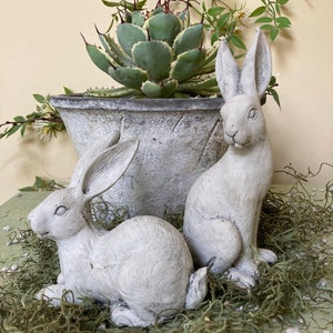 Concrete Rabbit Statue | Easter Bunny Rabbit | Regal French English Country Hare | Gardener's Gift | Easter Spring Decor