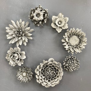One Concrete Cement Flower Wall Hanging - Second Planting - Dahlia Daffodil Sun Flower Marigold Tuber Rose