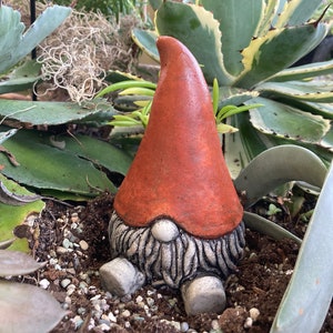 Handmade Concrete Cement Gnome Fairy Whimsical Garden Gift Statue terra cotta hat