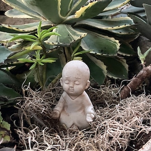 Concrete Baby Buddha Garden Statue | Zen Meditating | Handmade