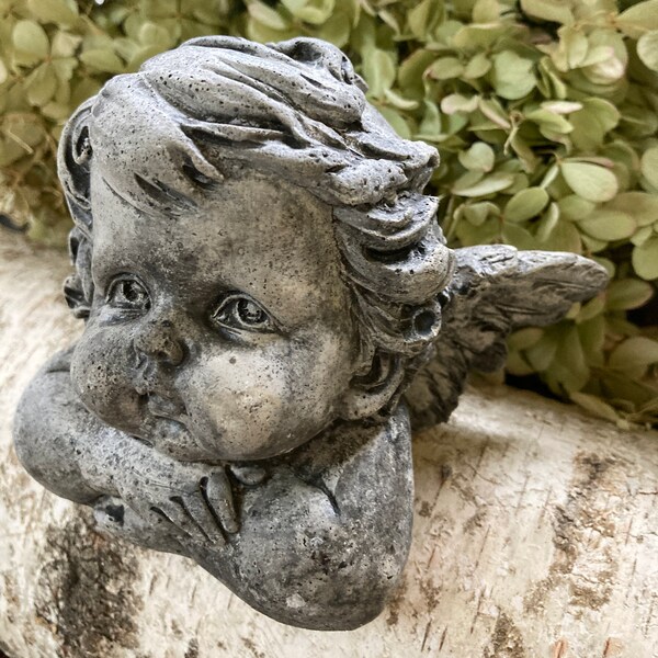 Handmade Concrete Garden Cherub / Angel Statue / Valentine Gift Decor