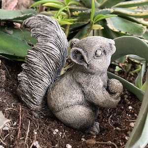 Concrete Cement Squirrel Acorn Garden Statue | Woodland Planter Pot Decor | Handmade
