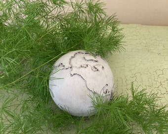 Handmade Concrete World Globe Earth Paper Weight Office Desk Decor Bookends Father's Day Gift