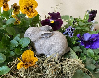 Bunny Garden Statue | Concrete Cement Bunny Rabbit | Fairy Garden | Spring Decor