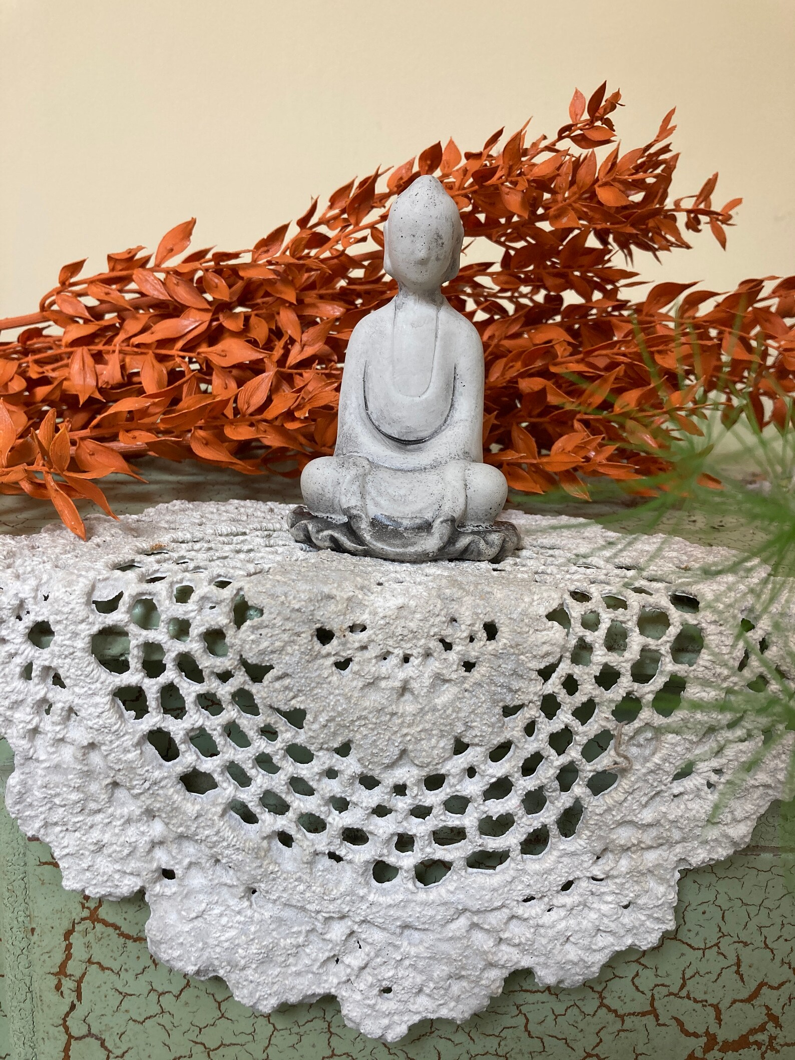 Handmade Concrete Cement Buddha Statue Serene Meditating Zen Etsy