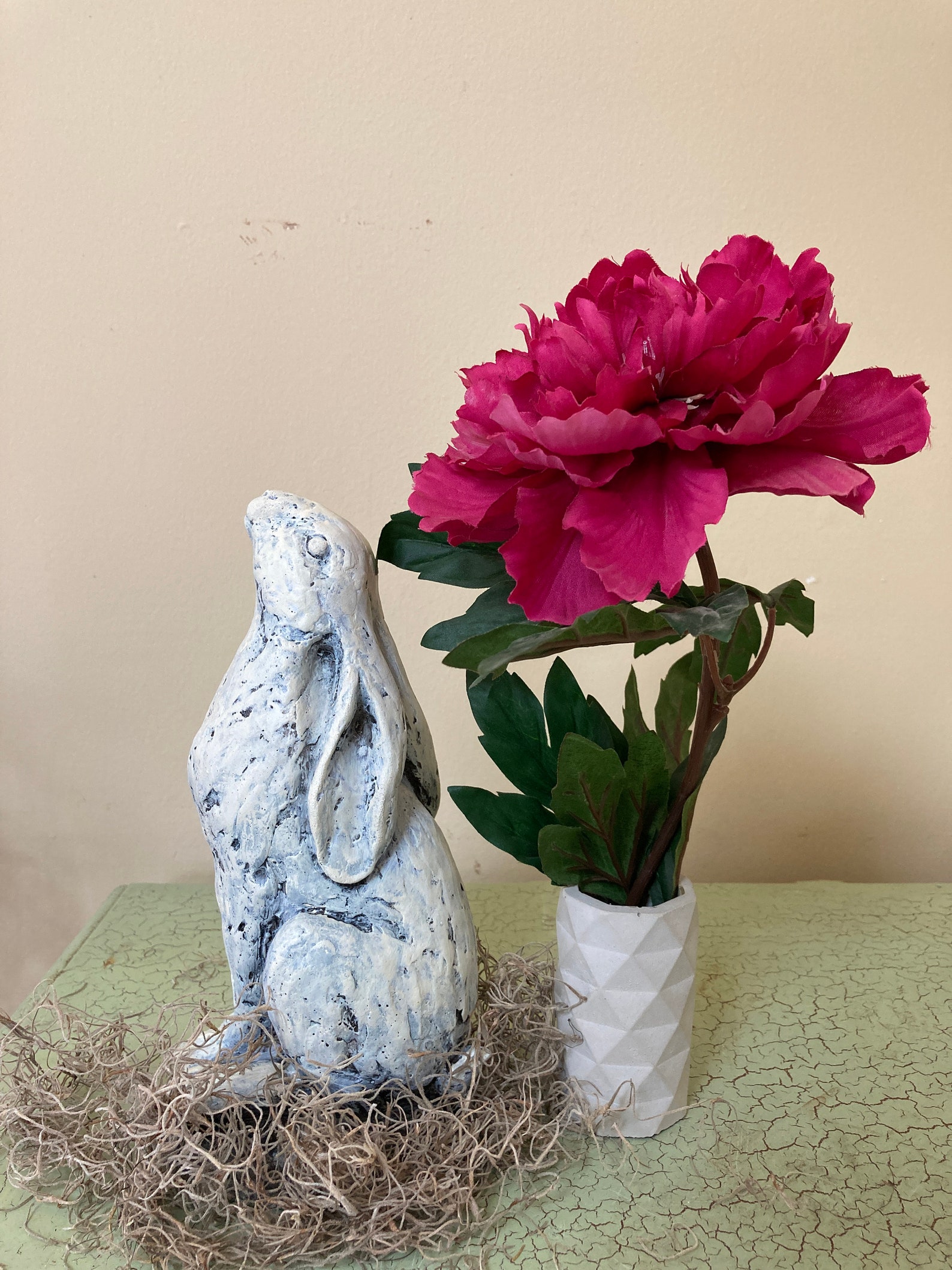 Bunny Garden Moon Gazing Statue Rabbit Hare Easter Bunny Etsy