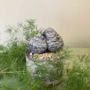 Concrete Cement Love Bird Garden Statue | Valentine Wedding Cake Topper Anniversary Gift | Handmade