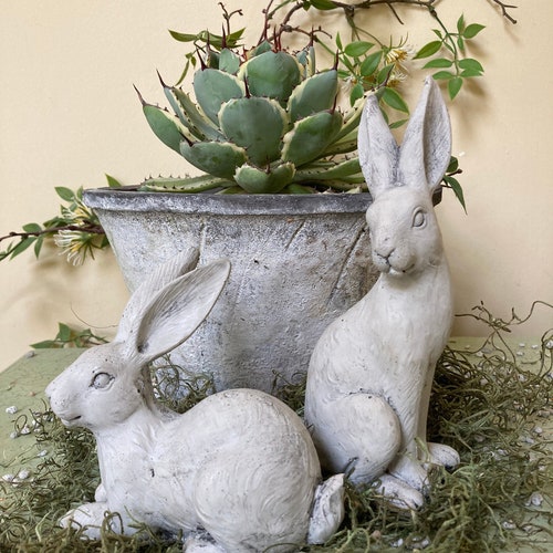 Concrete Rabbit Statue | Easter Bunny Rabbit | Regal French English Country Hare | Gardener's Gift | Easter Spring Decor