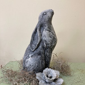 Bunny Garden Moon Gazing Statue | Rabbit Hare | Easter Bunny Statue | Handmade  | French Country