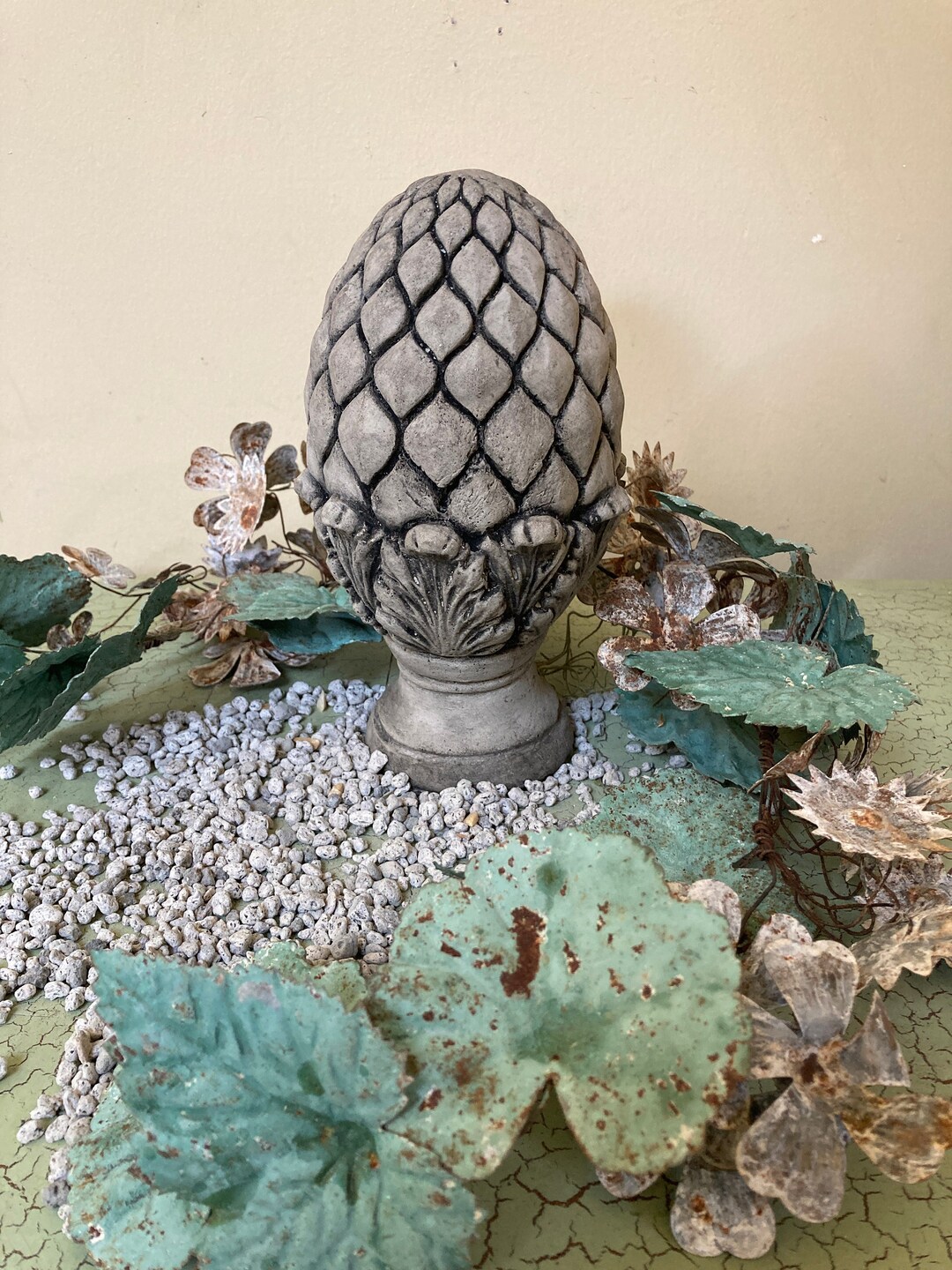 Artichoke Concrete Garden Statue Pineapple Decor Etsy