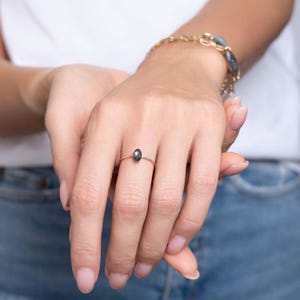 Tiny Oval Galaxy Ring, Dainty Stackable Ring, Delicate Gold Filled Ring Women, Minimalist Ring, Unique Gift for Her, Celestial Jewelry