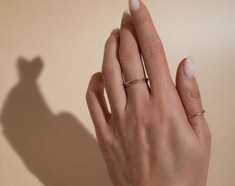 Thin Gold Skinny Stacking Ring Set , 14k gold fill  Stackable Delicate Rings