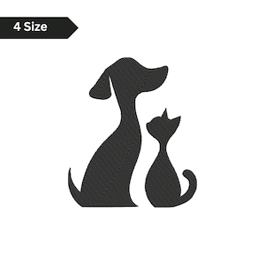 Dog and Cat Silhouette, Machine Embroidery Design, Embroidery Pattern, Embroidery Files, Pet Love Embroidery Art, Digital Download