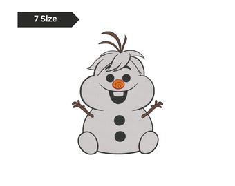 Disegno per ricamo a macchina di un pupazzo di neve, arte invernale per le vacanze (download digitale)