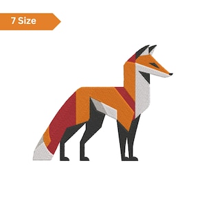 Geometric Fox Embroidery, Machine Embroidery Design, Embroidery Pattern, Embroidery Files, Modern Animal Embroidery Art, Digital Download