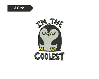 Coolest Penguin Embroidery Design: Animal Embroidery Art (Digital Download)