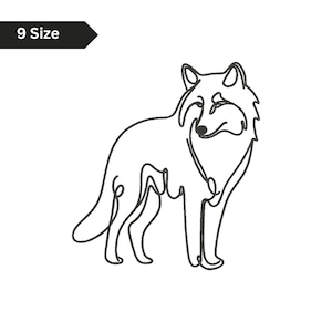 Line Art Wolf Embroidery Design: Minimalist Animal Pattern (Digital Download)