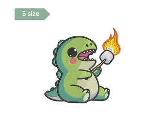 Kawaii Dino Stickdatei: Marshmallow rösten