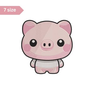 Cute Pig Embroidery, Machine Embroidery Design, Embroidery Pattern, Embroidery Files, Cute Animal Embroidery Art, Digital, Instan Download
