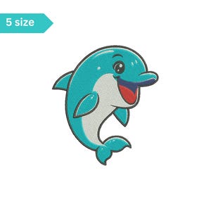Cute Dolphin Embroidery Design, Machine Embroidery Design, Embroidery Pattern, Embroidery Files, Animal Embroidery Art, Digital Download