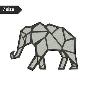 Geometric Elephant Embroidery, Machine Embroidery Design, Embroidery Pattern, Embroidery Files, Animal Embroidery Art, Digital Download