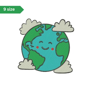 Earth Embroidery Design, Machine Embroidery Design, Embroidery Pattern, Embroidery Files, Planet Nature Embroidery Art, Digital Download