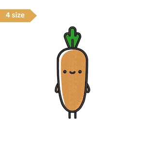 Carrot Embroidery, Kawaii Vegetable Embroidery Pattern, Carrot Mini, Digital Embroidery Files, DIY Patch, Instant Download, Digital Download