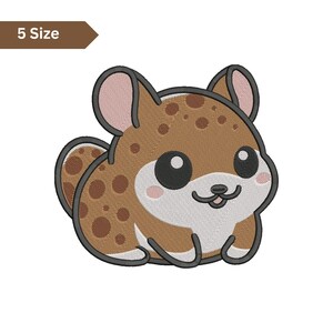 May include: A cute cartoon animal with a brown body, darker brown spots, and a light brown head. The animal has large black eyes, pink cheeks, and a small smile. The image includes a brown banner that says "5 Size".