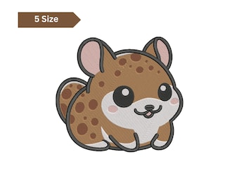Kawaii Hamster Machine Embroidery Design, Spotted Animal Art (Digital Download)