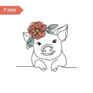 Pig Embroidery Design, Machine Embroidery Design, Embroidery Pattern, Embroidery Files, Cute Animal Embroidery Art, Digital Download