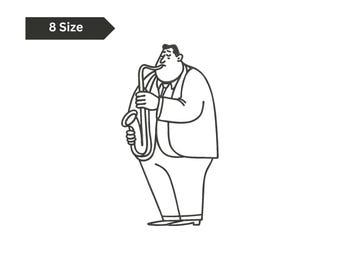 Jazz Saxophone Player Embroidery Design: Musician Art (Digital Download)