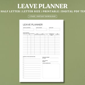 Urlaubsplaner druckbar, Mitarbeiter Time Out Tracker, Urlaubsplaner Organizer, A4 A5 Buchstabe Halbbrief, Sofort-Download, Digitales PDF