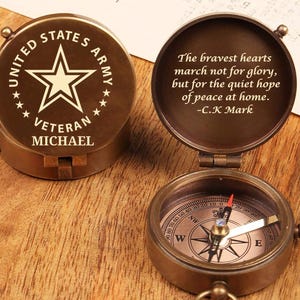 Custom Engraved Working Brass Compass, US Army Engraved Compass, Deployment Gift, Soldier Gift, Gifts for my Son, Retired Military Gift