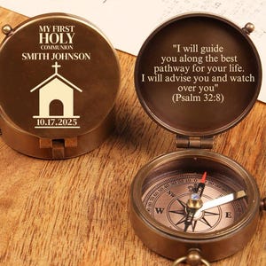 First Communion Gift, Confirmation Gift, Baptism Gift, Religious Gift,Personalized Compass,First Holy Communion Gift,Custom Engraved Compass