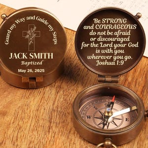 First Holy Communion Gift, First Communion Gift, Baptism Gift for Grandson, Confirmation Gift for Boy, Engraved Compass, Gift for Him