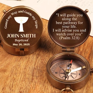 Personalized Compass,First Communion Gifts for Boys,Confirmation Gifts,Baptism Gifts, Godfather Godmother Gifts,Christening Gifts for Godson