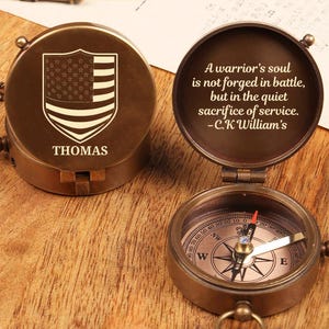 Personalized Compass, Gift for Military Son, Soldier Gift, Retirement Gift for Man, Deployment Gift, US Army Engraved Compass