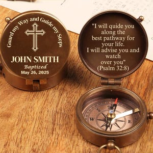 Baptism Gift, Holy Communion Gifts for Grandson, Confirmation Gifts for Boys, First Communion Gift for Boys, Personalized Baptism Compass