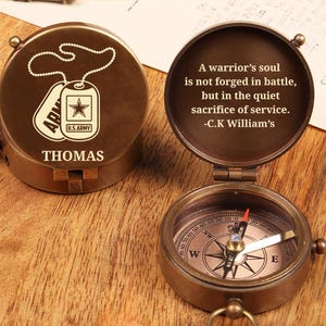 Personalized Compass, US Army Engraved Compass, Deployment Gift, Gifts For Retired Military Personnel, Soldier Gift, Gifts for my Son