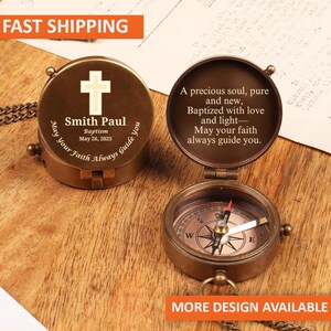 Personalized Baptism Compass, Baptism Gift, Holy Communion Gifts for Grandson, Confirmation Gifts for Boys, First Communion Gift for Boys