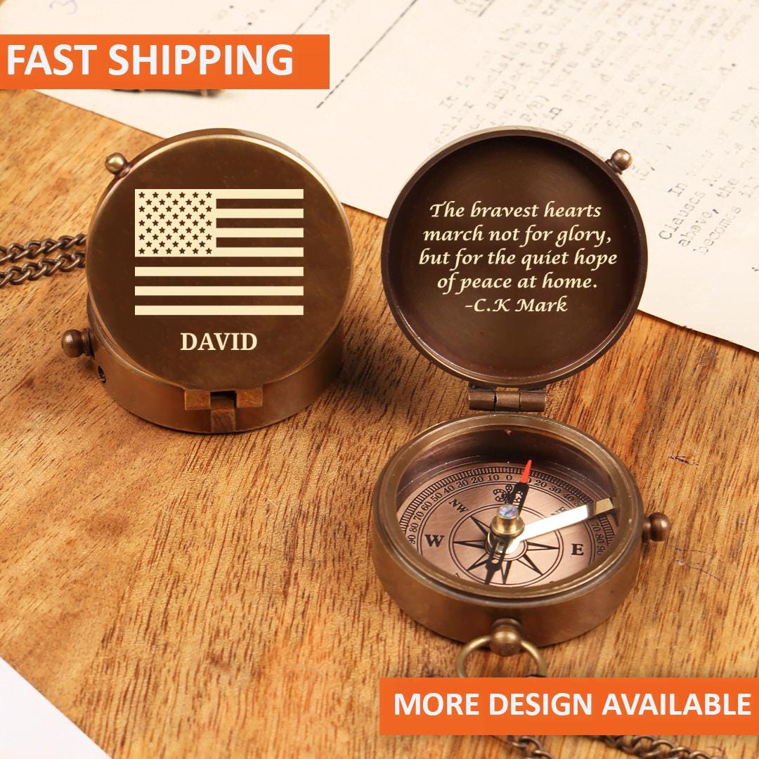 Personalized Antique Compass, Custom Engraved Working Brass Compass ...