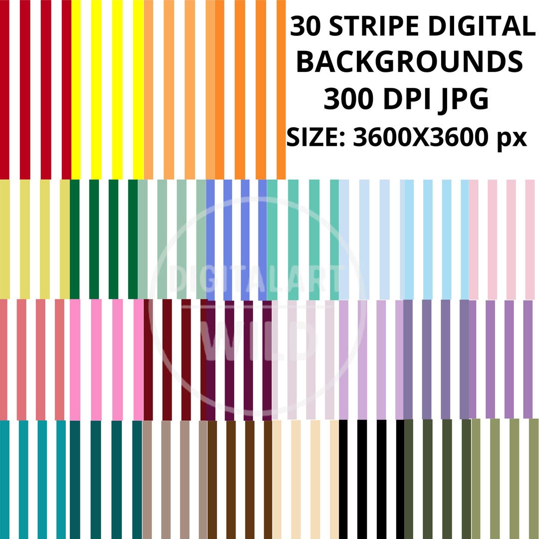 Striped Digital Paper Bundle, Colorful Pastel Stripe Backgrounds JPEG ...