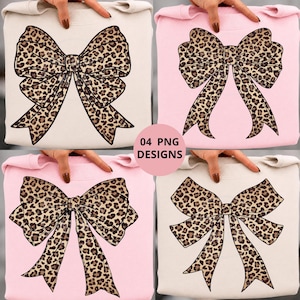 Leopardrosett PNG-paket, 4 kokett leopardmönsterroséer, djurtryckt bandrosé PNG, trendig flickig sublimeringsdesign, digital nedladdning