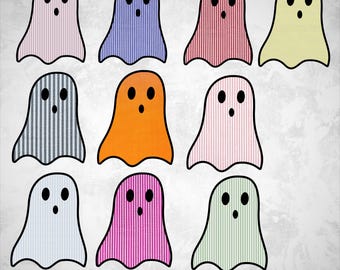 シアサッカーゴーストバンドルPNG、ストライプハロウィンゴーストクリップアート、プレッピーガーリースプーキーフォールブーpng、プレッピーハロウィン、スプーキーシーズン昇華プリント