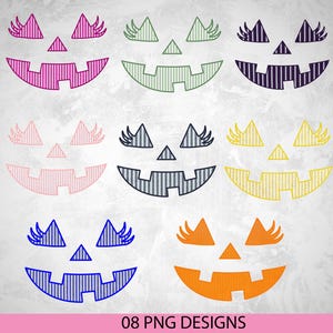 Seersucker Pumpkin Face PNG: Girly Halloween Clipart (Digital Download)
