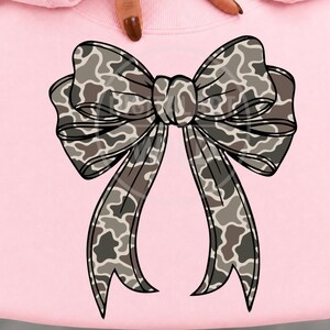 Camo Bow PNG Bundle, 4 Vintage Camouflage Coquette Bows, Neutral Ribbon Clipart, Sublimation Shirt Designs, Digital Download image 3