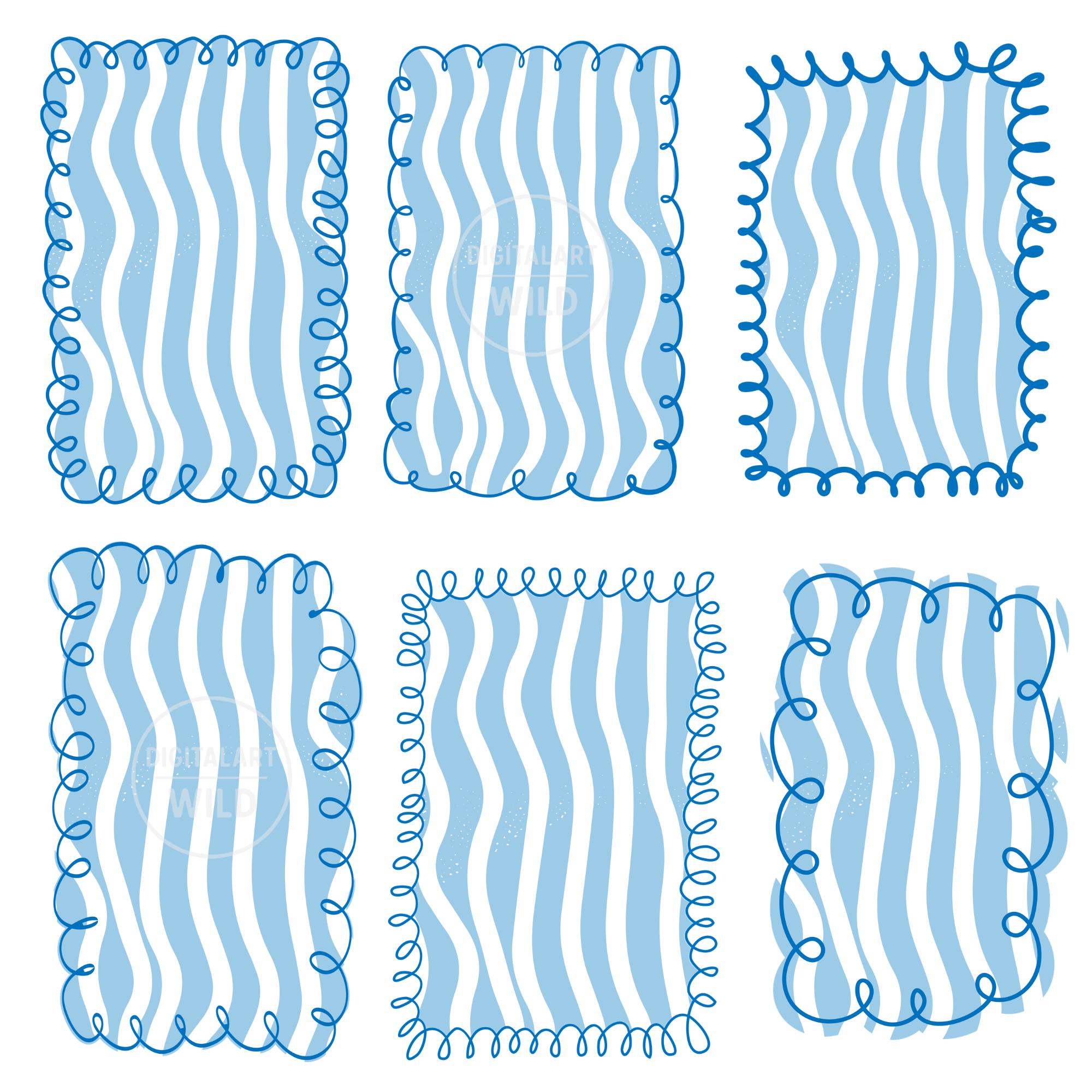 Wavy Frame PNG SVG Bundle, Scalloped Stripe Frames, Colorful Squiggle ...