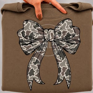 Camo Bow PNG Bundle, 4 Vintage Camouflage Coquette Bows, Neutral Ribbon Clipart, Sublimation Shirt Designs, Digital Download image 9