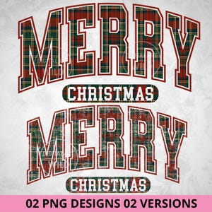Merry Christmas buffalo plaid PNG, Merry Varsity Block, Red Green Scottish, Retro Xmas Sublimation